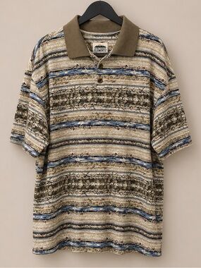 Vintage Northern Elements Men’s Polo XL Abstract Stripe Casual Golf Shirt